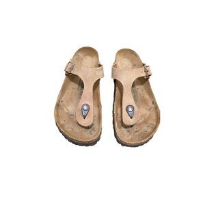 Birkenstock Women's Tan Suede Gizeh Thong Sandals Adjustable Strap Size 38